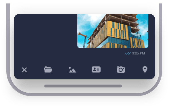 A part of the app interface with panel and various feature icons